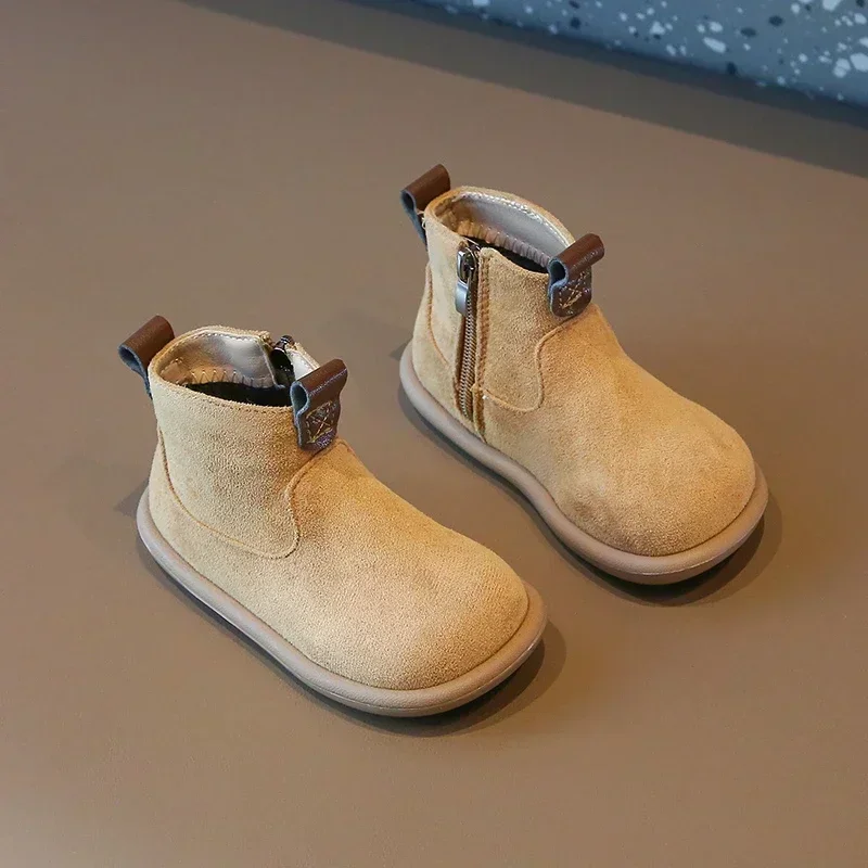 Dziecięce buty zimowe Oxford z pluszem i antypoślizgową podeszwą żółty