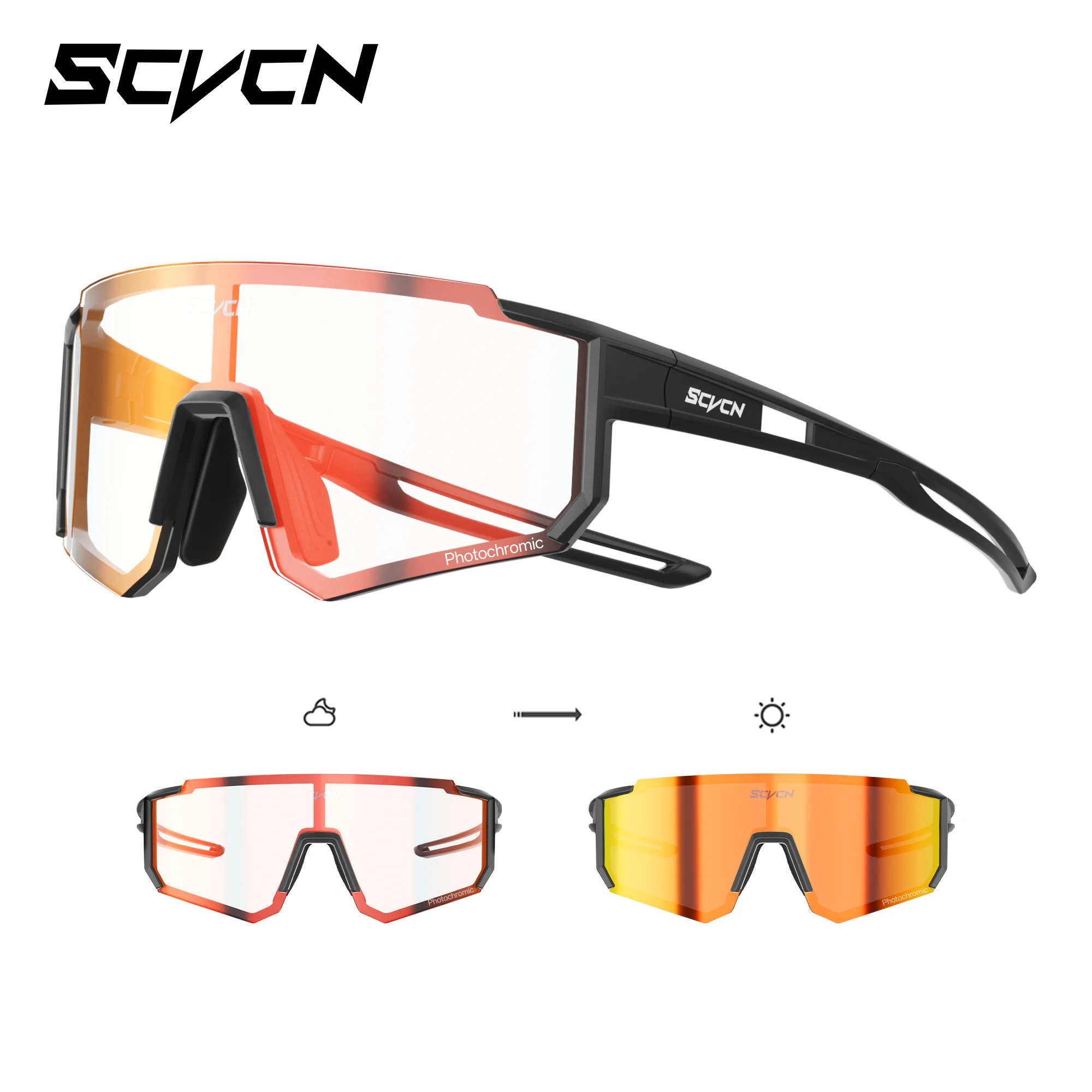 Dziecięce okulary sportowe fotochromowe UV400 dla rowerzysty Czerwony