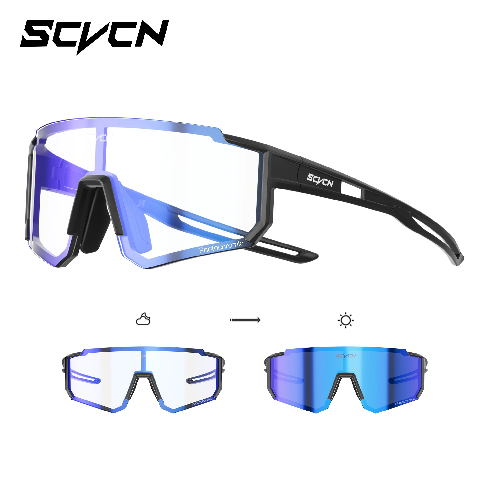 Dziecięce okulary sportowe fotochromowe UV400 dla rowerzysty Niebieski