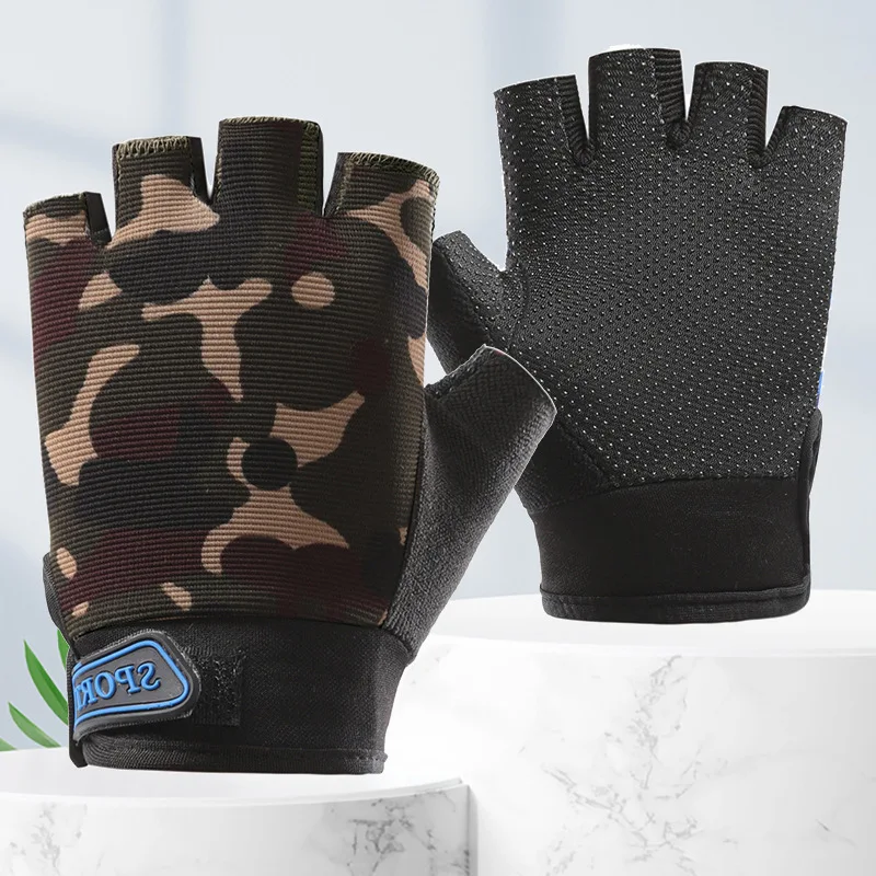 Dziecięce rękawiczki sportowe bez palców Camouflage