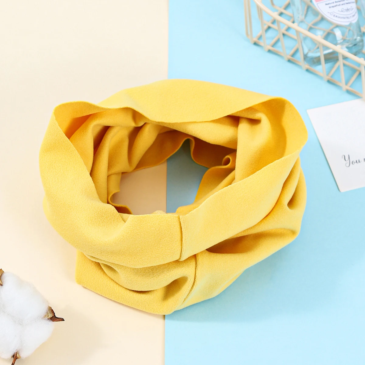 Dziecięcy bawełniany szalik komin — ciepły wiatroszczelny na jesień i zimę Granatowy