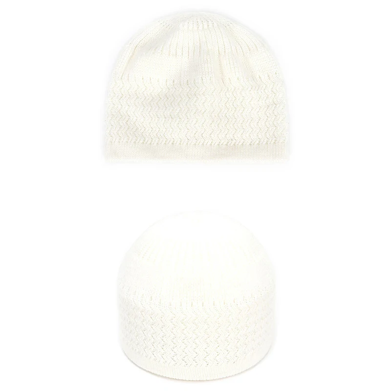 Dziergana czapka modlitewna kufi – ciepła zimowa czapka unisex Biały
