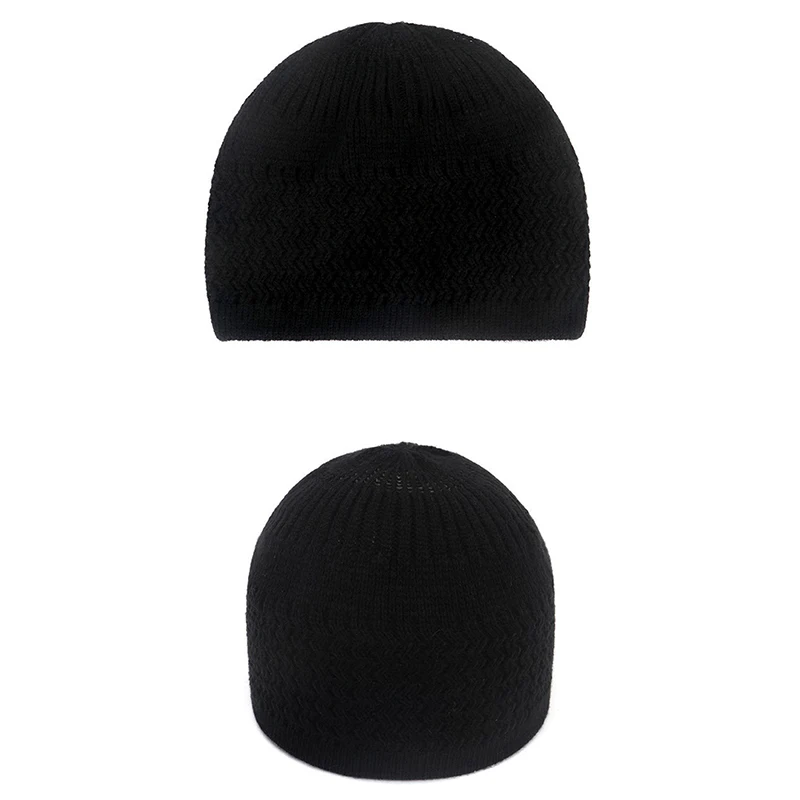 Dziergana czapka modlitewna kufi – ciepła zimowa czapka unisex Czarny