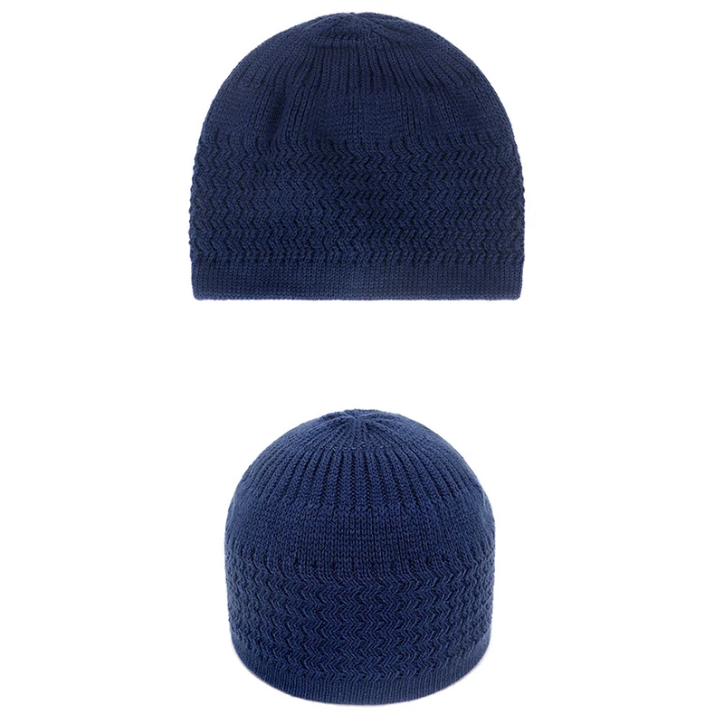 Dziergana czapka modlitewna kufi – ciepła zimowa czapka unisex Granatowy
