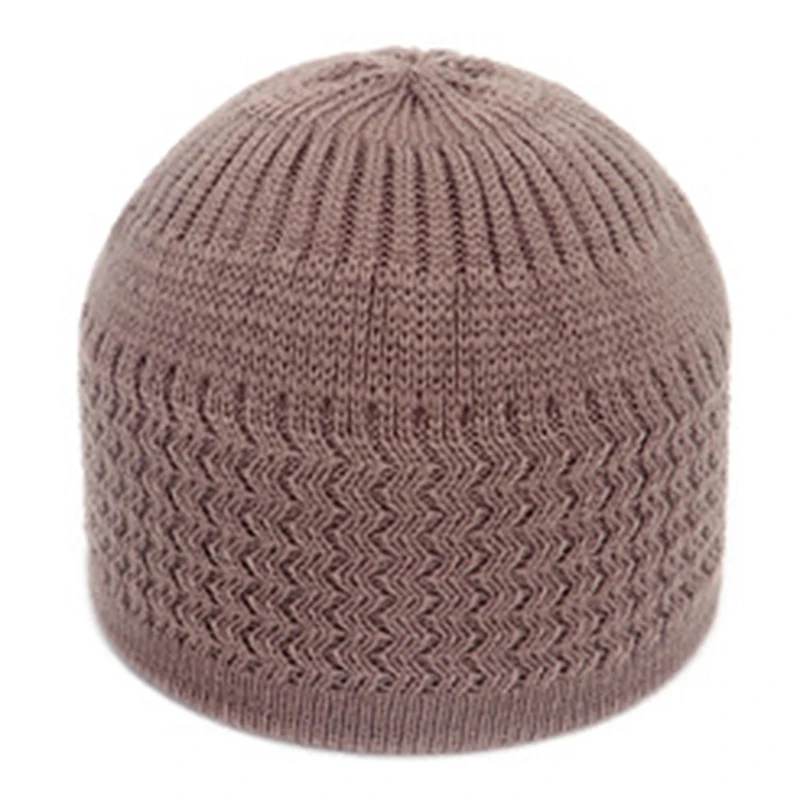 Dziergana czapka modlitewna kufi – ciepła zimowa czapka unisex Khaki
