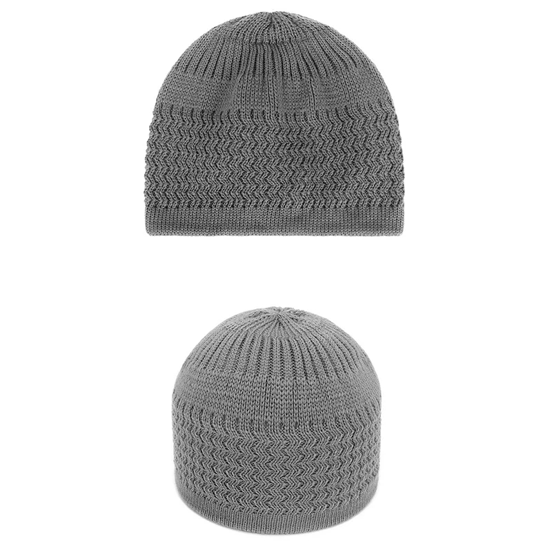 Dziergana czapka modlitewna kufi – ciepła zimowa czapka unisex Szary