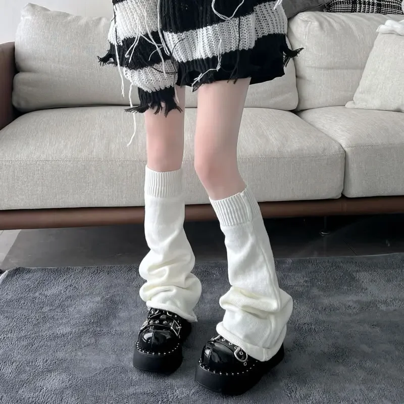 Dziergane ocieplacze na nogi w stylu Harajuku Biały