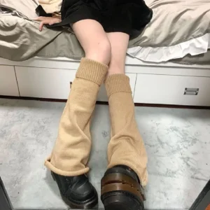 Dziergane ocieplacze na nogi w stylu Harajuku Khaki