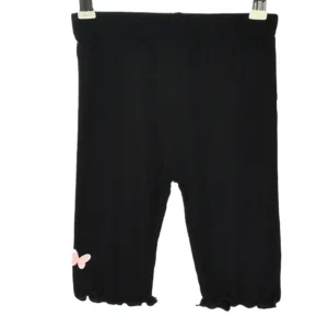 Dziewczęce legginsy 3/4 z falbankami – lato dla dzieci Czarny