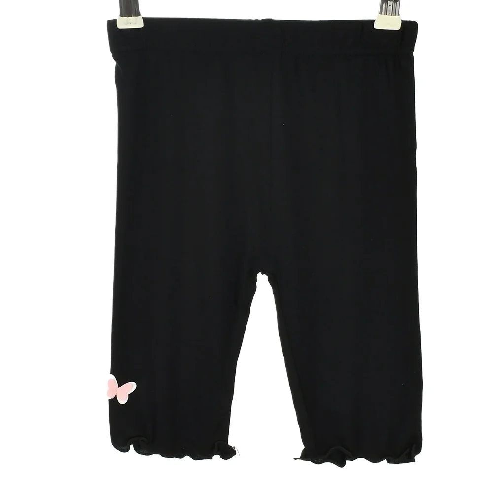 Dziewczęce legginsy 3/4 z falbankami – lato dla dzieci Czarny