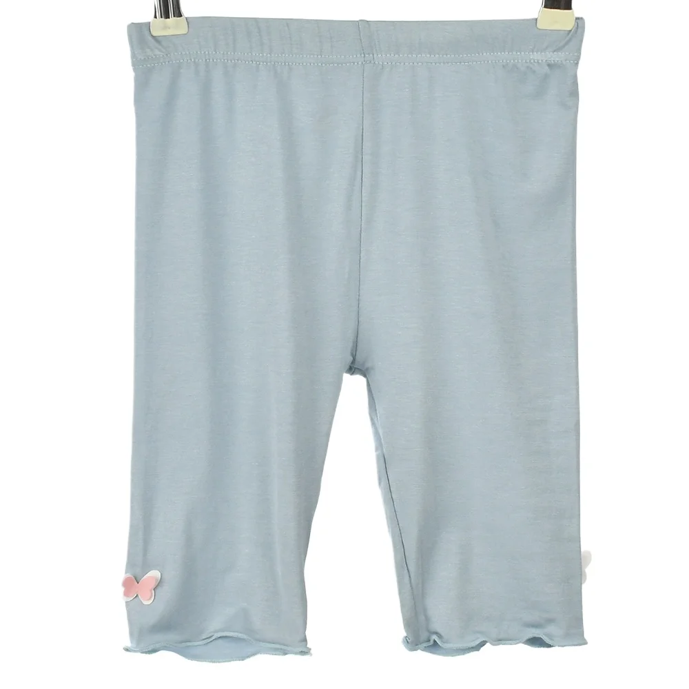 Dziewczęce legginsy 3/4 z falbankami – lato dla dzieci Niebieski