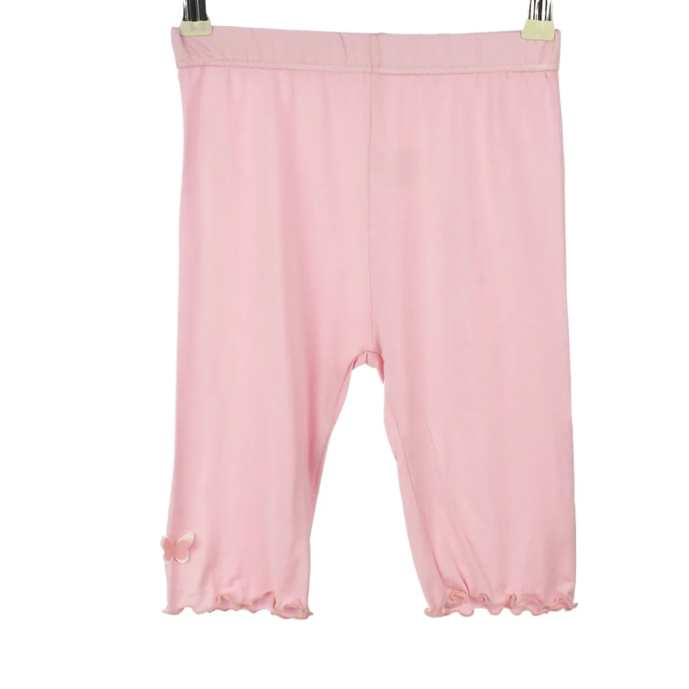 Dziewczęce legginsy 3/4 z falbankami – lato dla dzieci Różowy