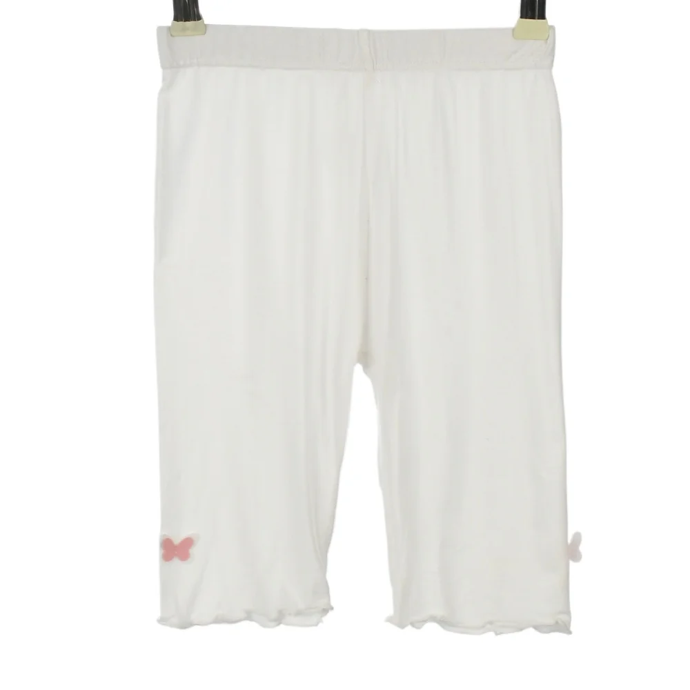 Dziewczęce legginsy 3/4 z falbankami – lato dla dzieci Biały