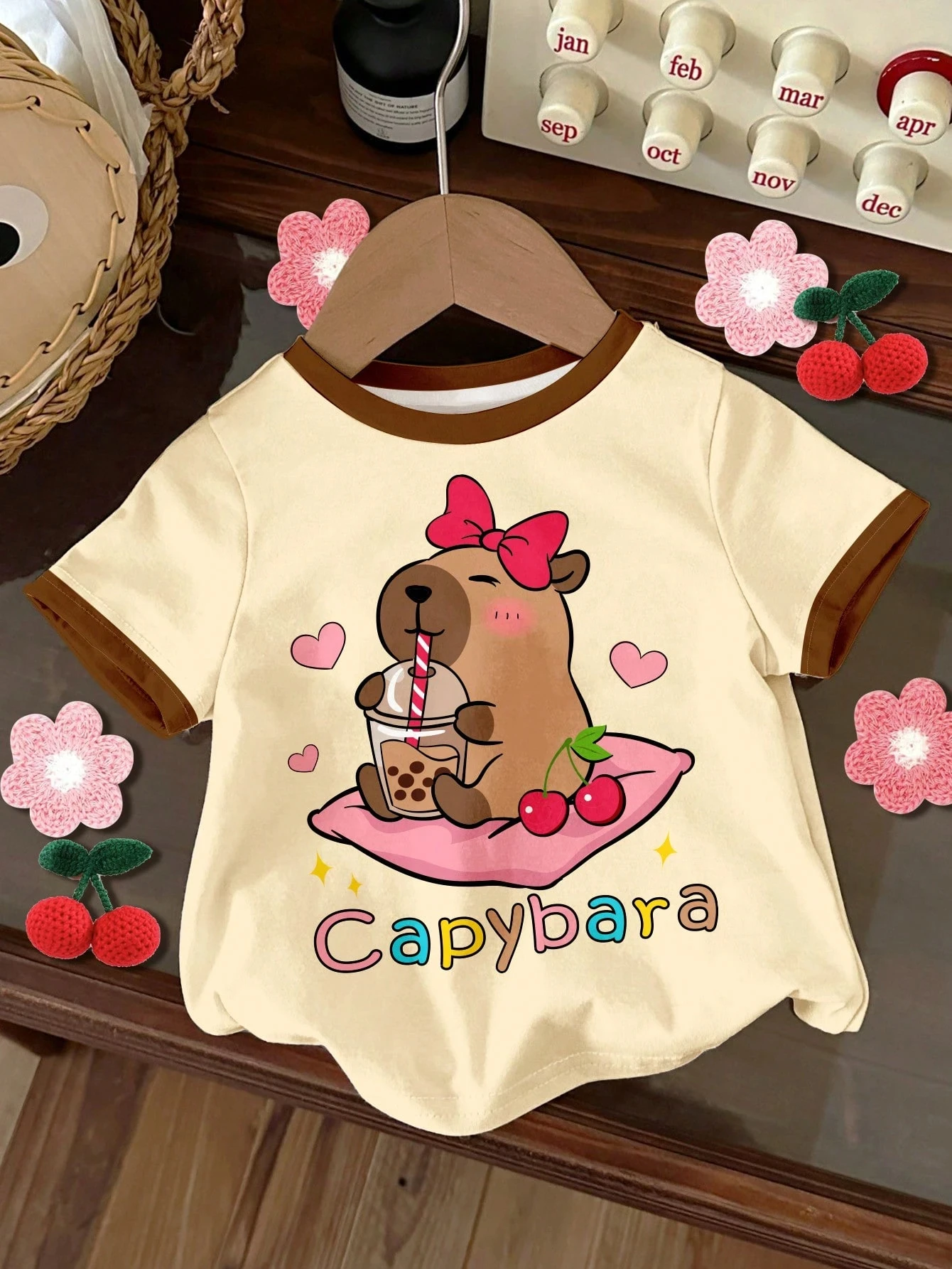 Dziewczęcy t-shirt z nadrukiem 3D kotka, krótki rękaw Txs001sp
