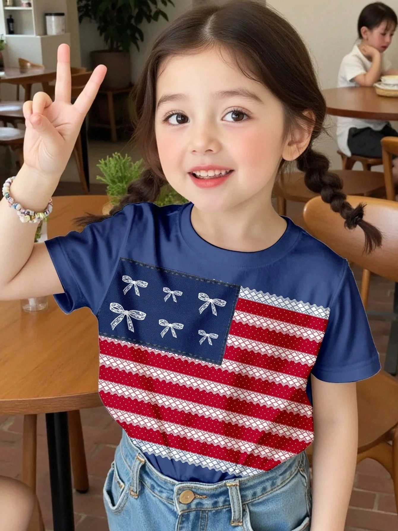 Dziewczęcy t-shirt z nadrukiem 3D kotka, krótki rękaw Txs001sr