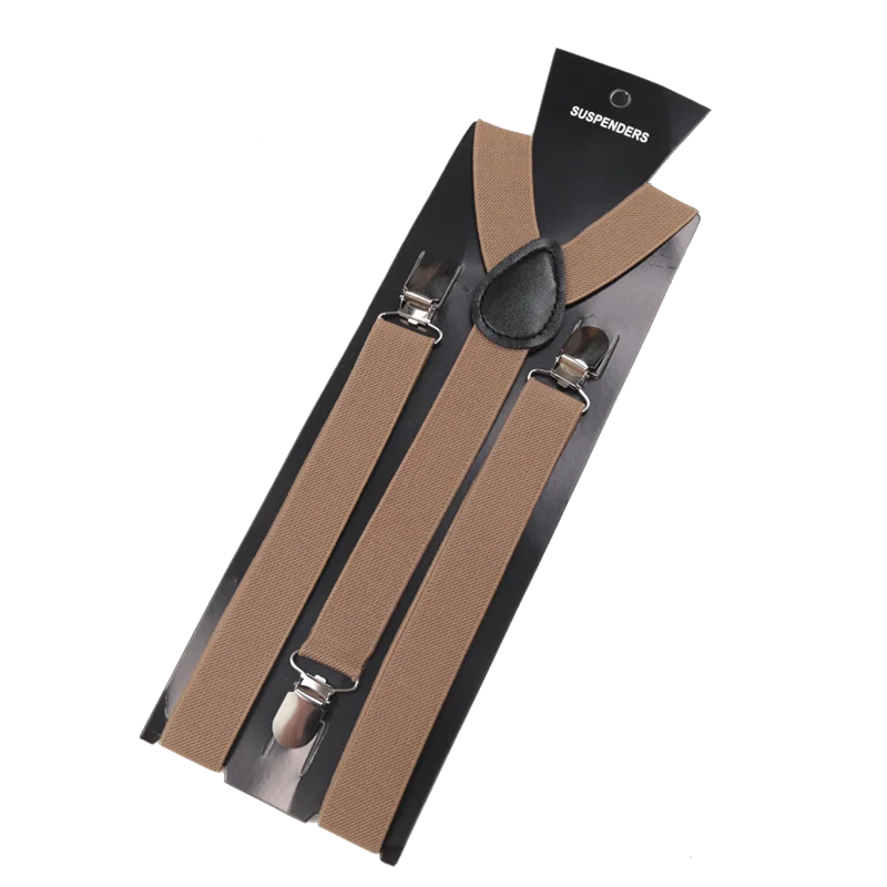 Elastyczne szelki unisex skórzane do garnituru i sukienki Khaki
