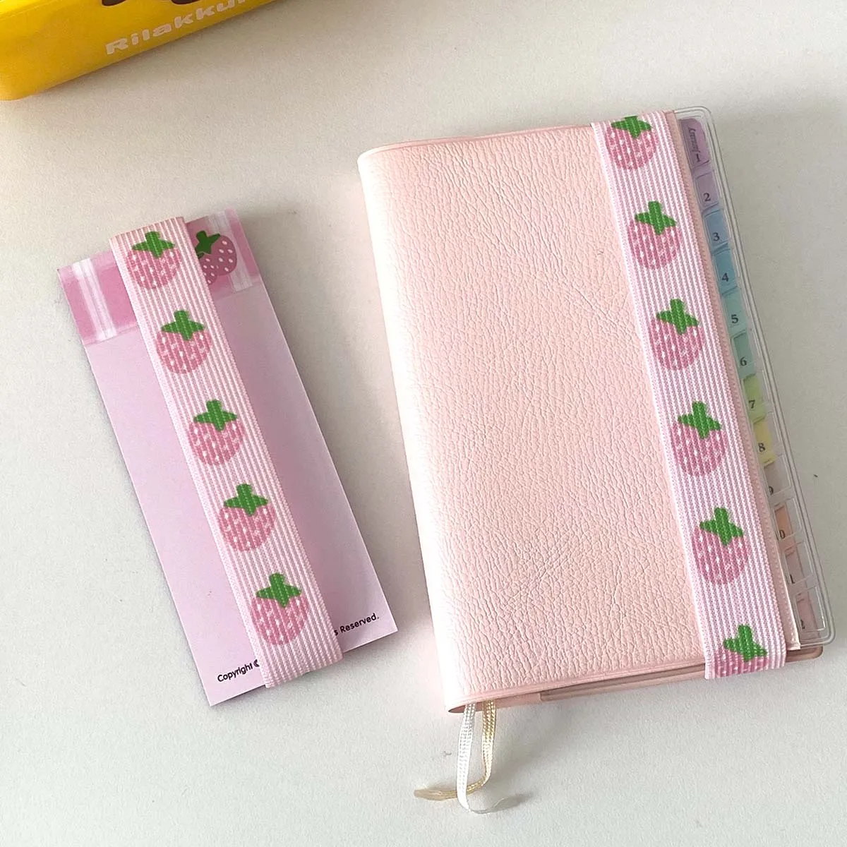 Elastyczny pasek do planera A7 M5 kawaii w kropki Beżowy