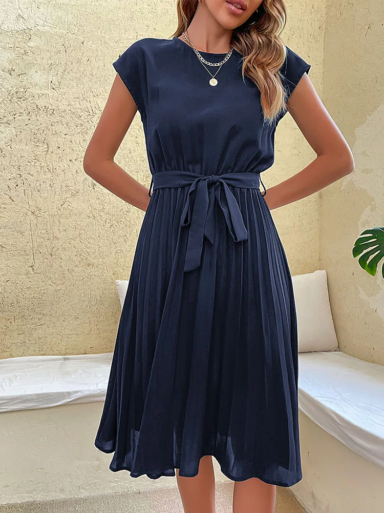 Elegancka letnia sukienka midi plażowa z dekoltem Sapphire