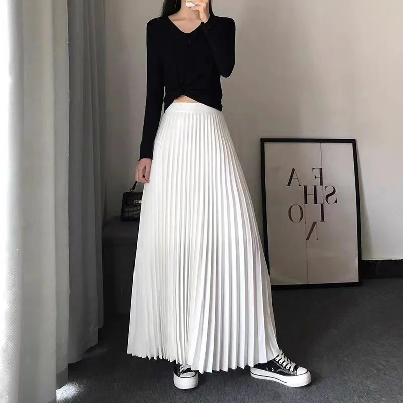 Elegancka spódnica plisowana z wysokim stanem do biura Beżowy