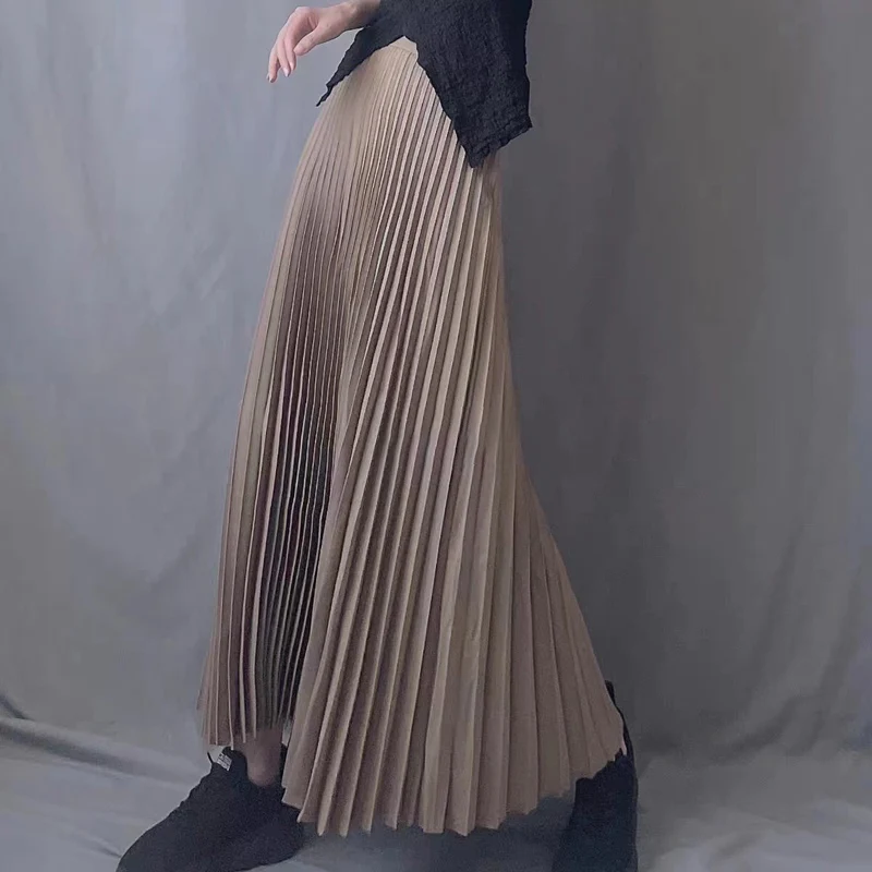 Elegancka spódnica plisowana z wysokim stanem do biura Cyjan