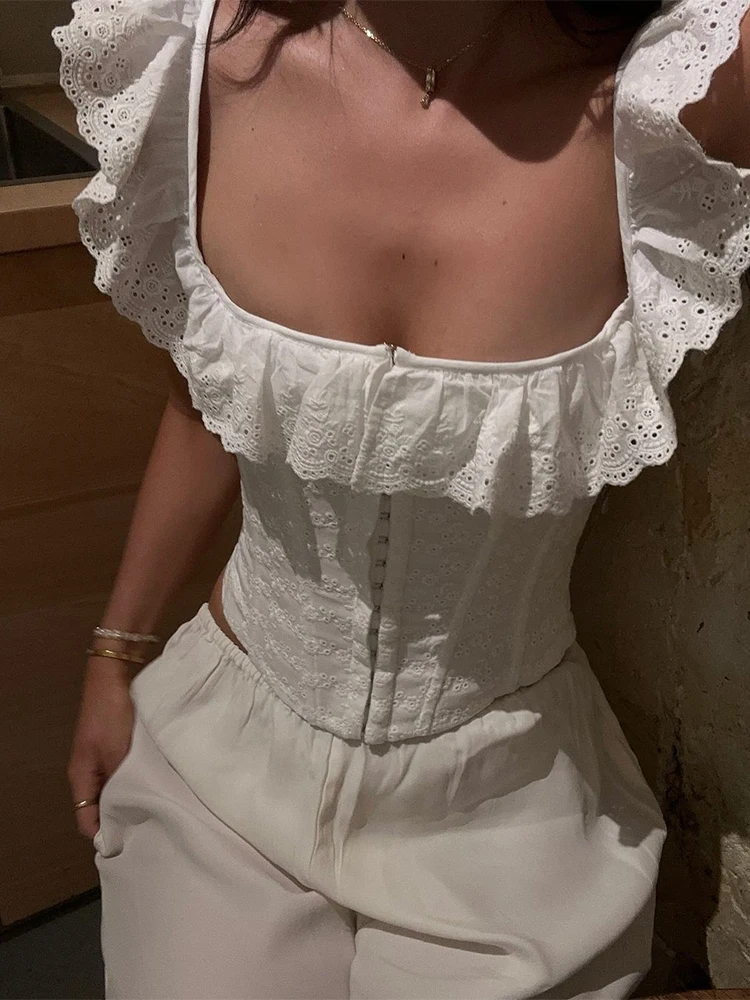 Elegancka sukienka maxi z falbanami i dekoltem w serek Czarny