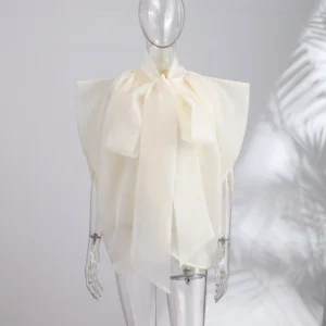 Elegancka sukienka maxi z koronką i bufiastymi rękawami Shirts 02