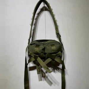 Elegancka torebka damska z kokardą i perłą — crossbody multi-kieszeniowa Khaki