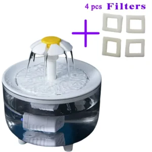 Elektryczna fontanna dla kota USB 1200 ml z 4 filtrami Biały