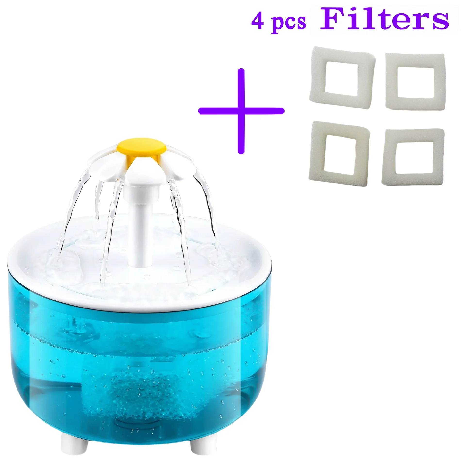 Elektryczna fontanna dla kota USB 1200 ml z 4 filtrami Błękitny