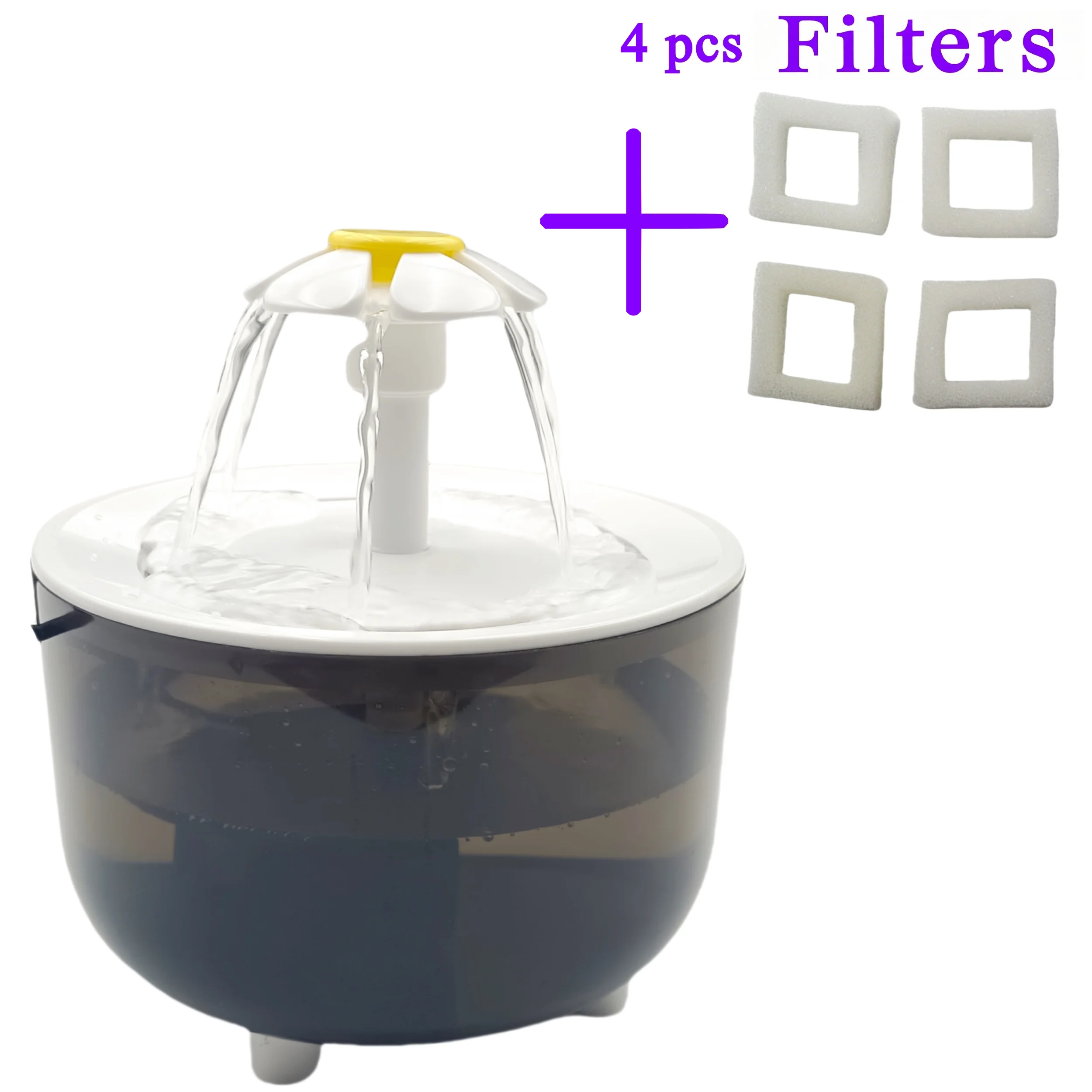 Elektryczna fontanna dla kota USB 1200 ml z 4 filtrami Czarny