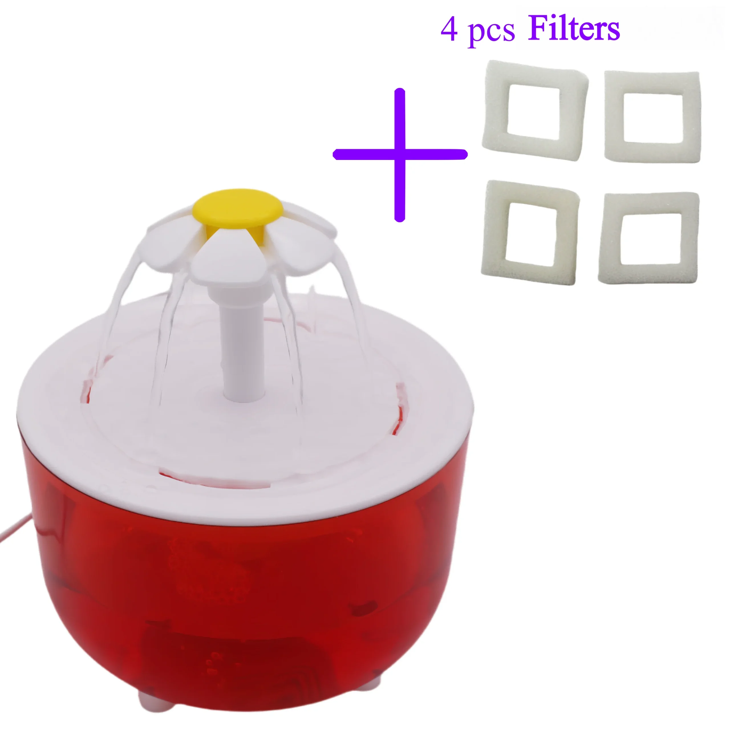 Elektryczna fontanna dla kota USB 1200 ml z 4 filtrami Czerwony