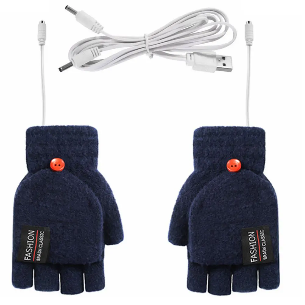 Elektryczne rękawiczki USB z podgrzewaniem na zimę Brązowy