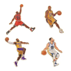 Emaliowane przypinki koszykarskie - zestaw 4 broszek dla fana NBA Enamel pin