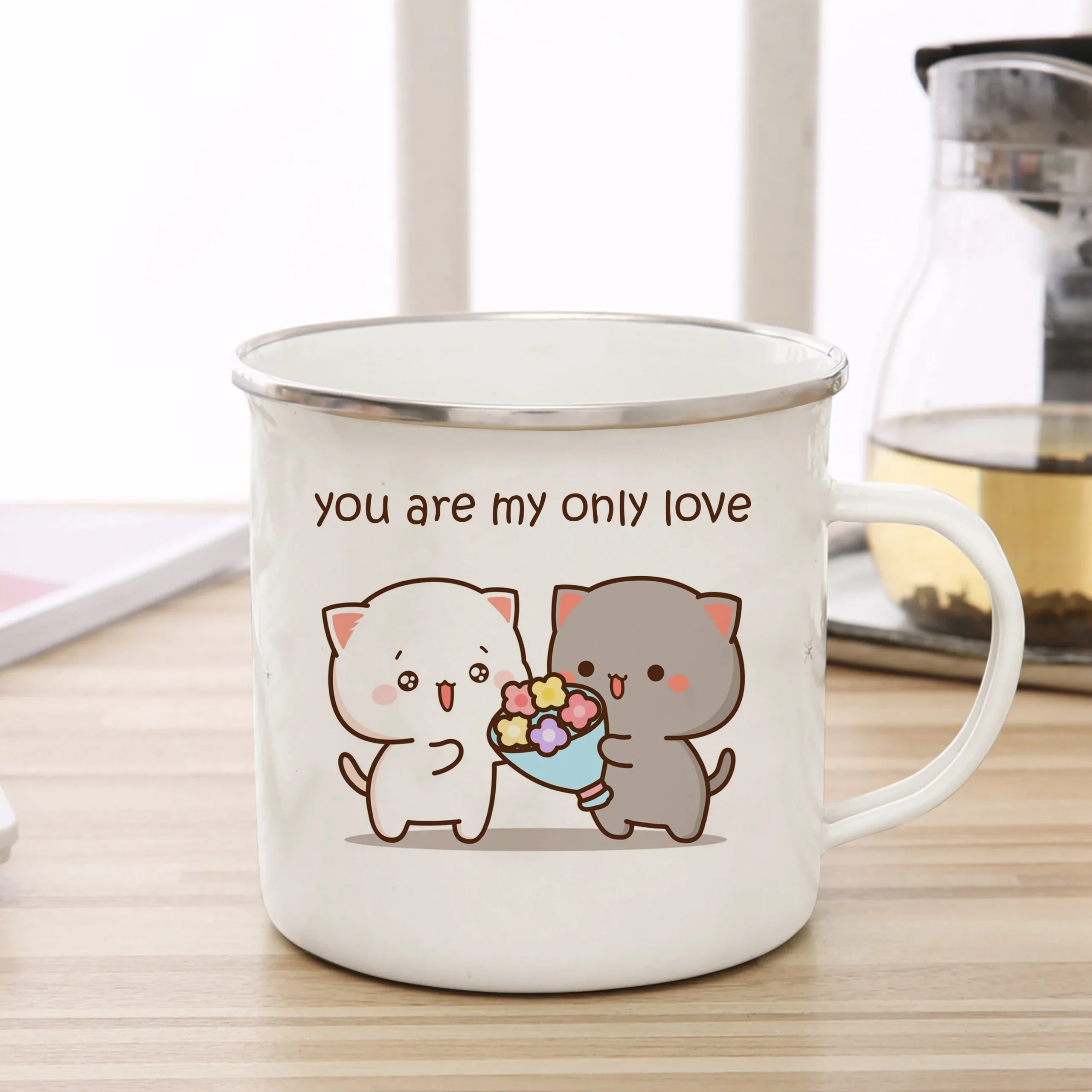 Emaliowany kubek z motywem kota Wielo