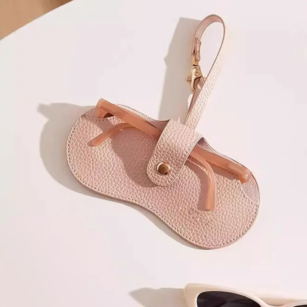 Etui na okulary ze skóry PU z fakturą liczi – styl retro Czerwony