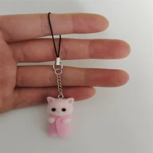 Etui na telefon z uroczym kotkiem 3D Jasny róż