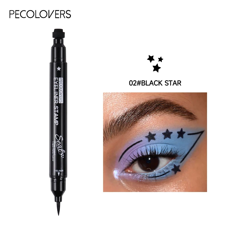 Eyeliner 2 w 1 z pieczątką gwiazdy i księżyca — długotrwały wodoodporny Błękitny