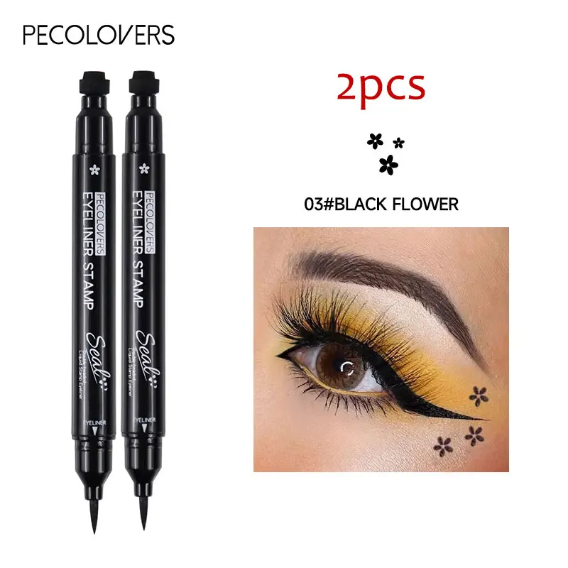 Eyeliner 2 w 1 z pieczątką gwiazdy i księżyca — długotrwały wodoodporny Ciemny szary