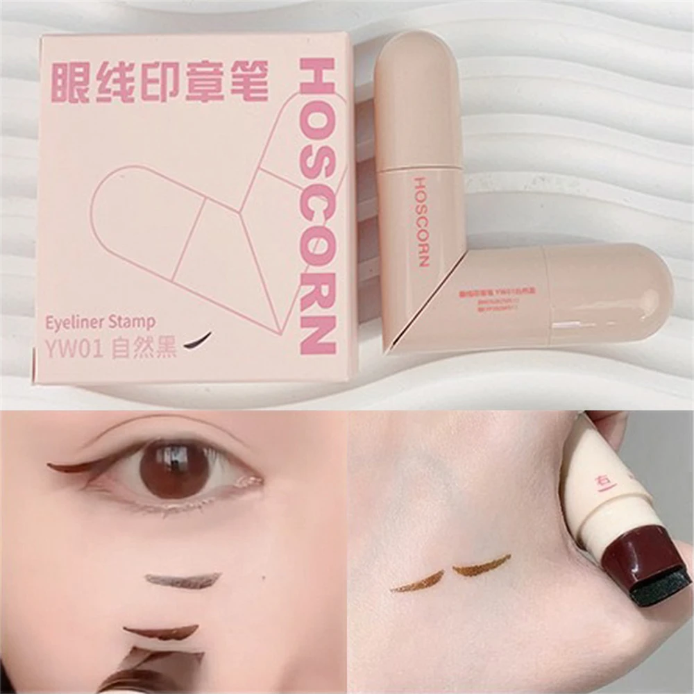 Wodoodporny Eyeliner ze Stempelkiem — Podwójny Aplikator dla Początkujących Błękitny