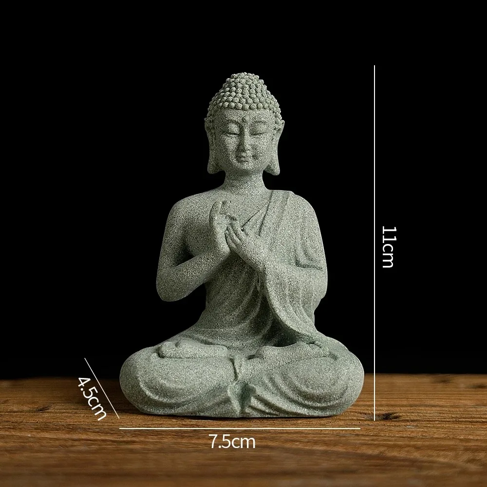 Figurka Buddy zen - ozdoba do akwarium i na biurko Ciemny szary