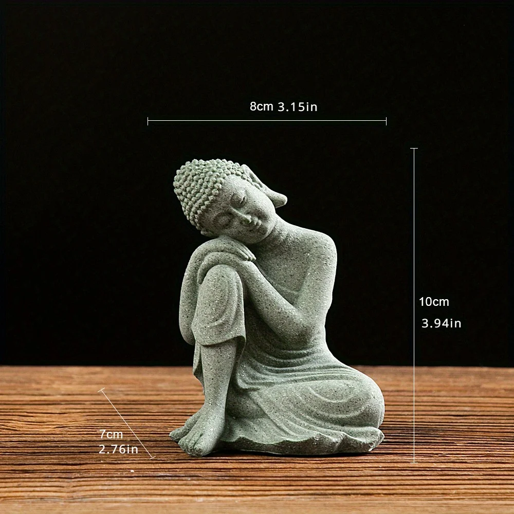 Figurka Buddy zen - ozdoba do akwarium i na biurko Jasnoszary