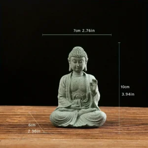 Figurka Buddy zen - ozdoba do akwarium i na biurko Jasnożółty