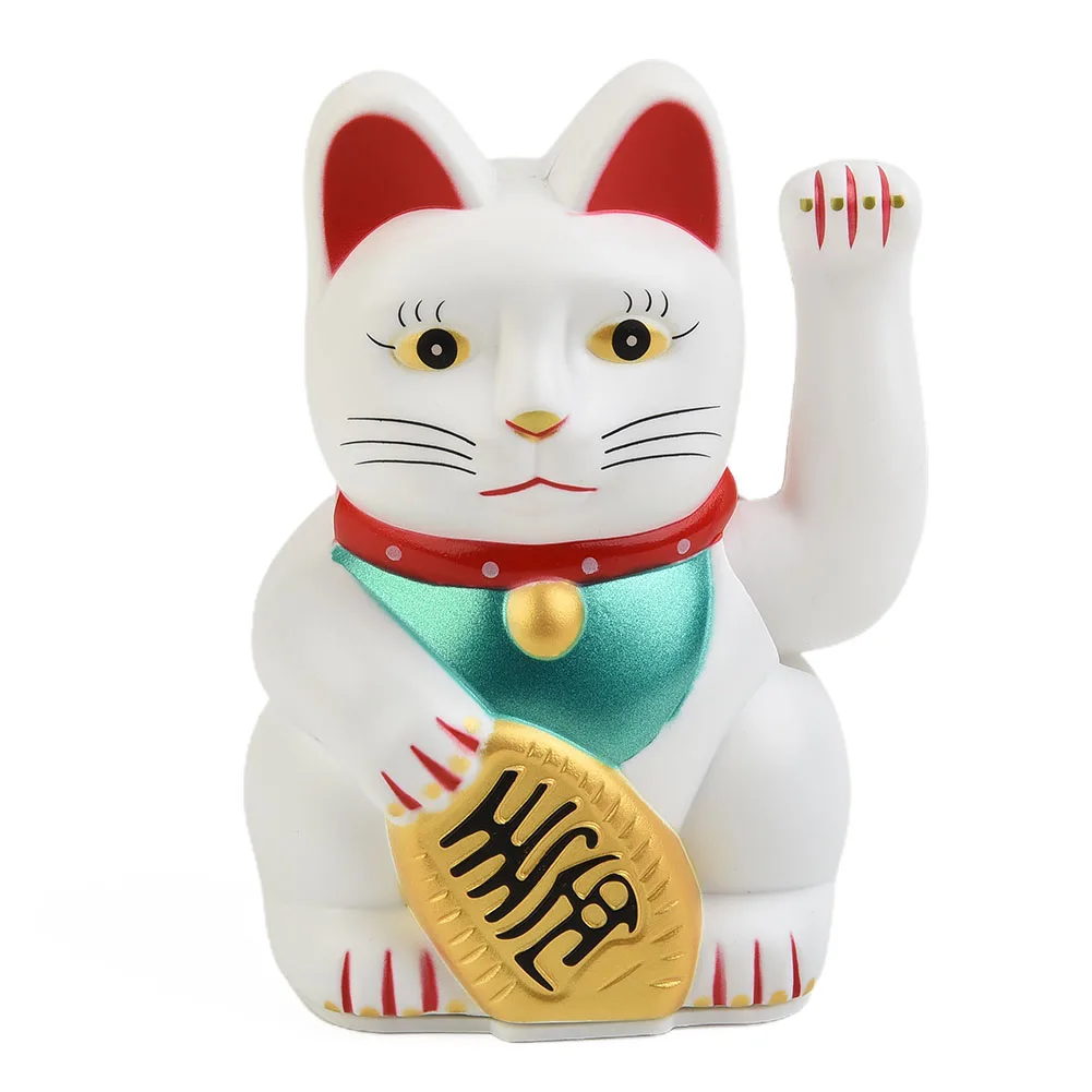 Figurka chińskiego kota szczęścia – machająca statuetka Maneki Neko Biały