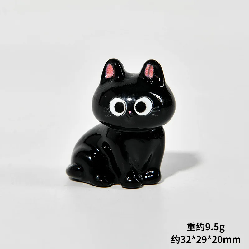 Figurka czarnego kota z żywicy - mini ozdoba Jasnoszary