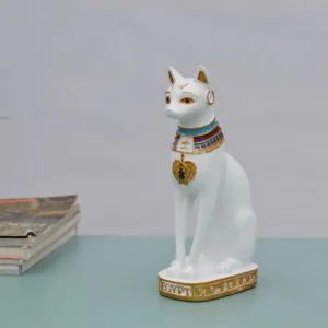 Figurka egipskiego kota Bastet - statuetka vintage Biały