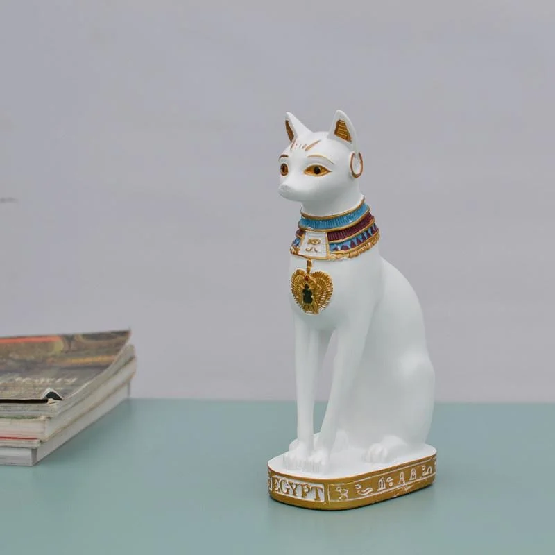 Figurka egipskiego kota Bastet - statuetka vintage Biały