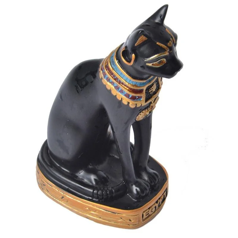Figurka egipskiego kota — statuetka Bastet w stylu vintage Czarny