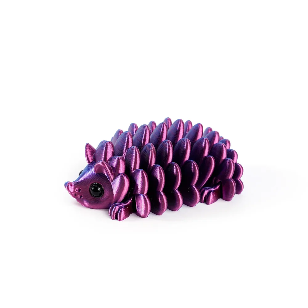 Figurka jeża drukowana 3D – ruchoma ozdoba na biurko Jasnoszary