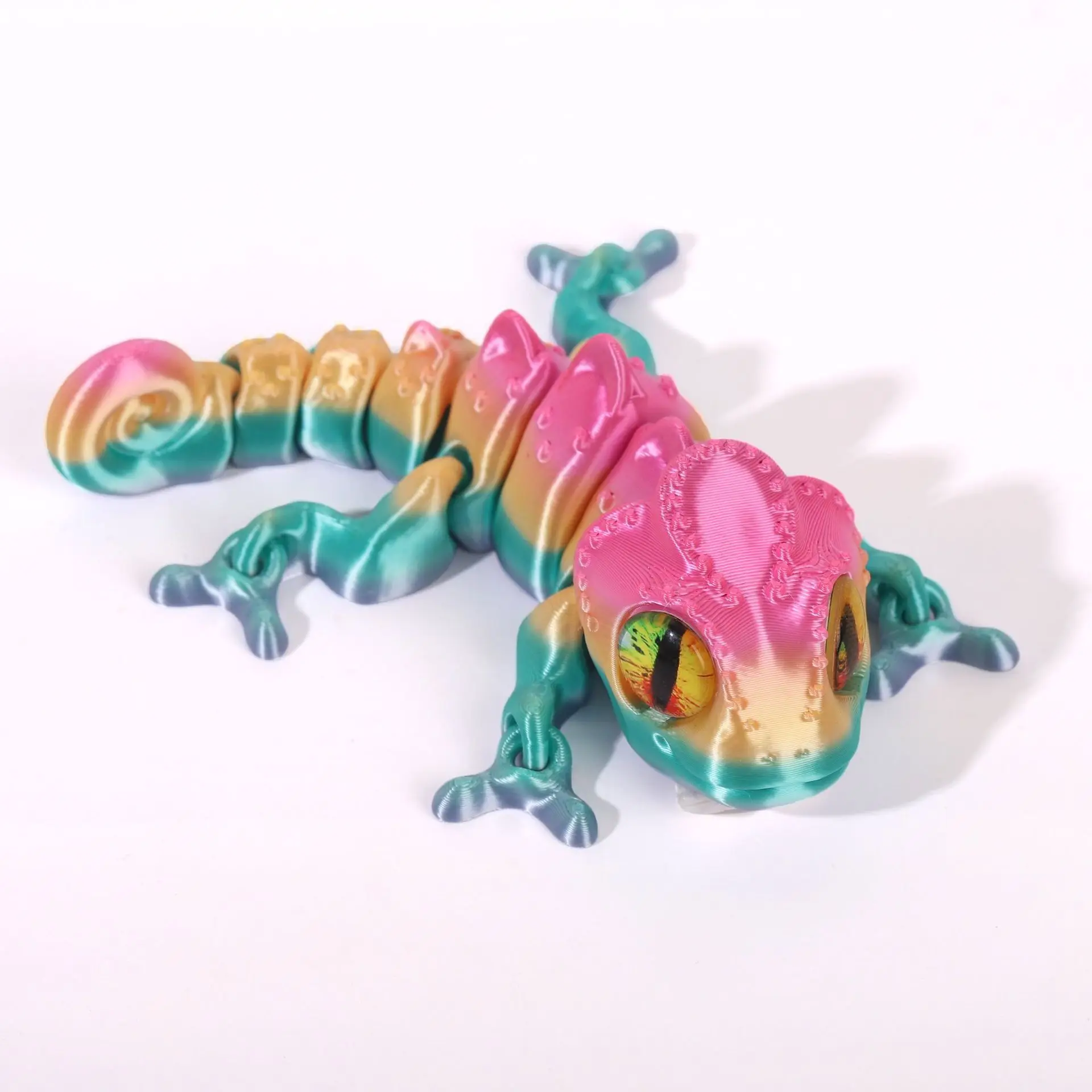 Figurka kameleona drukowana 3D - ruchoma zabawka Brązowy