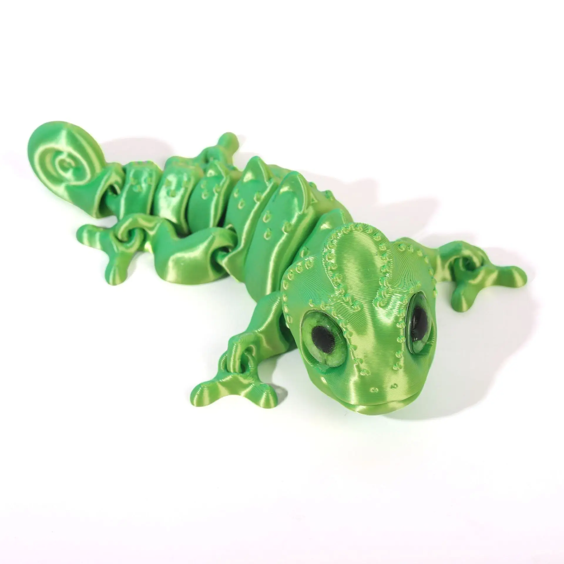 Figurka kameleona drukowana 3D - ruchoma zabawka Khaki